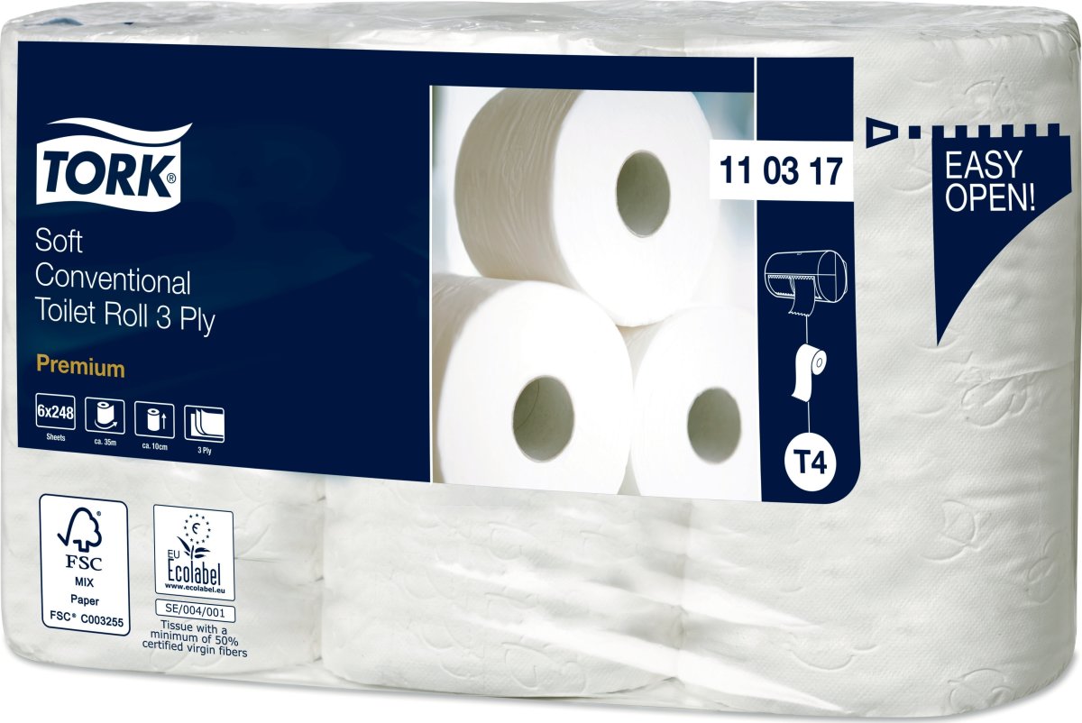 Tork T4 Premium Toiletpapir, 3-lag, 42 rl