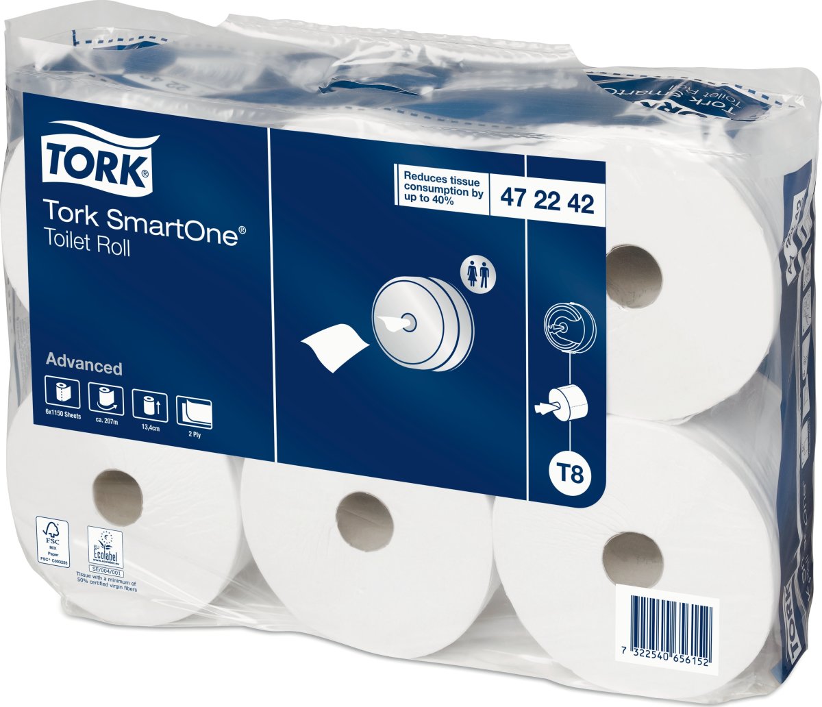 Tork T8 SmartOne Advanced Toiletpapir 2-lag