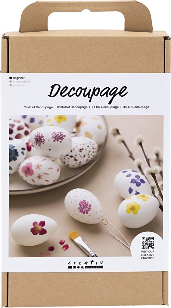 DIY Kit Decoupage, æg med blomster