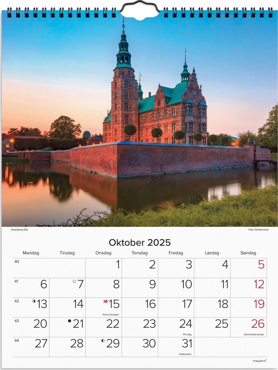 Mayland 2025 Vægkalender, danske slotte