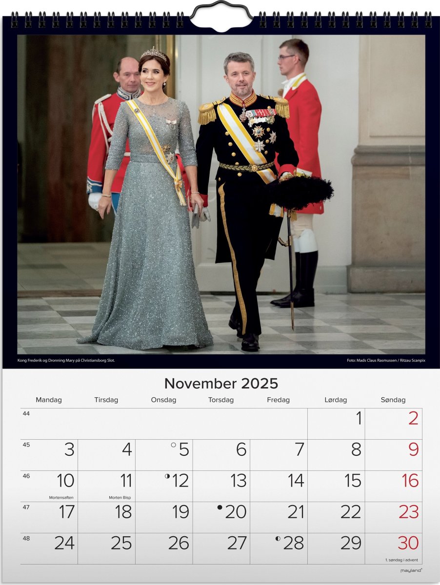 Mayland 2025 Vægkalender, kongehuset