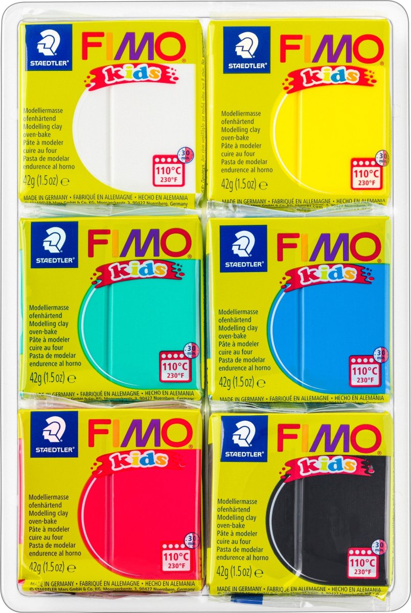 Fimo Kids Ler Colour Pack | 6 x 42g | St. farver