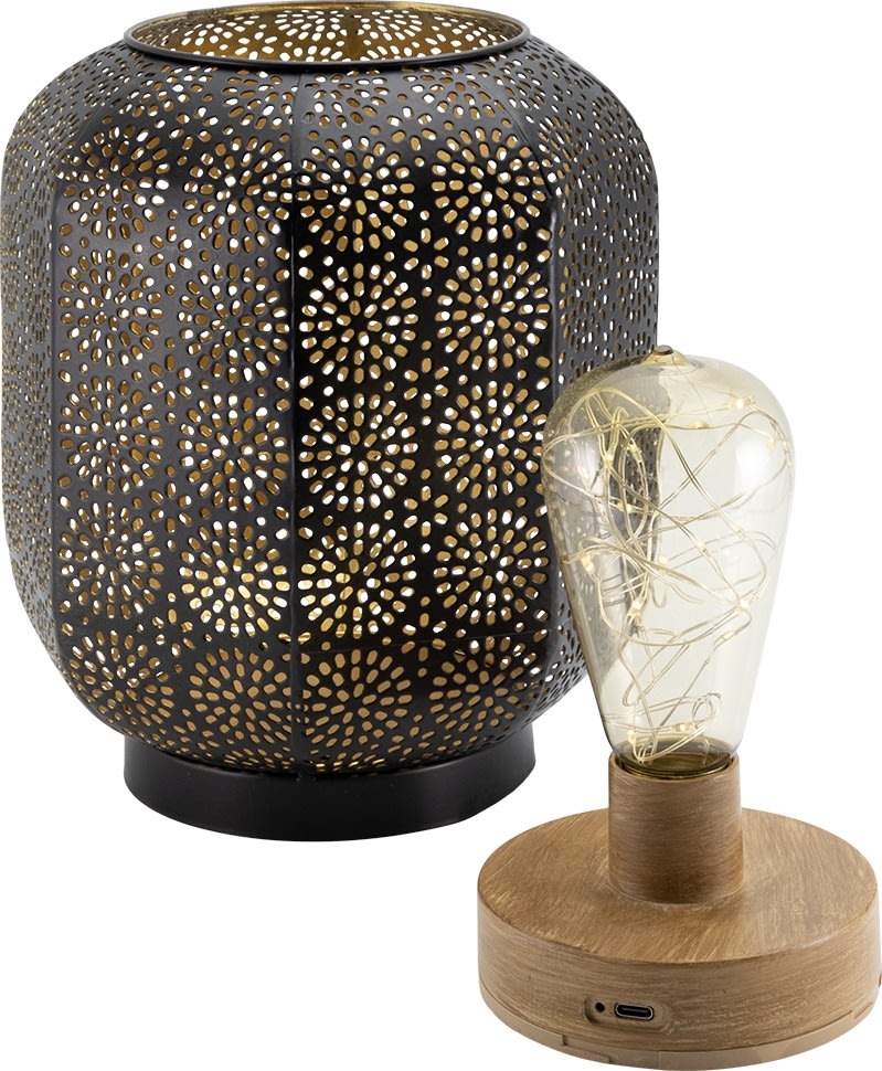 Securit® LED bordlampe Marrakech, sort/gylden