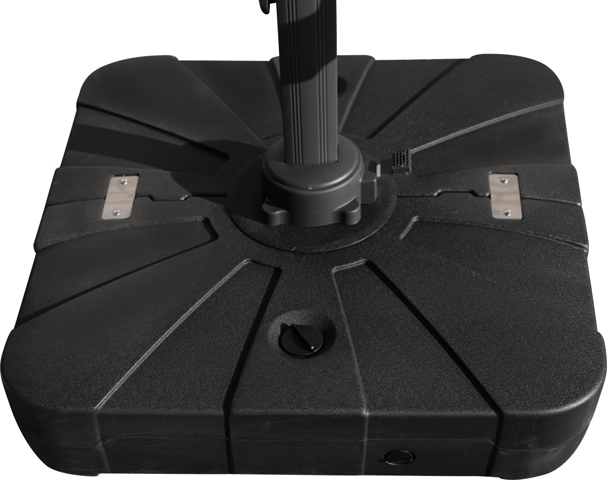 Hængeparasol Ø3,5m inkl. fod m/hjul+overtræk,beige