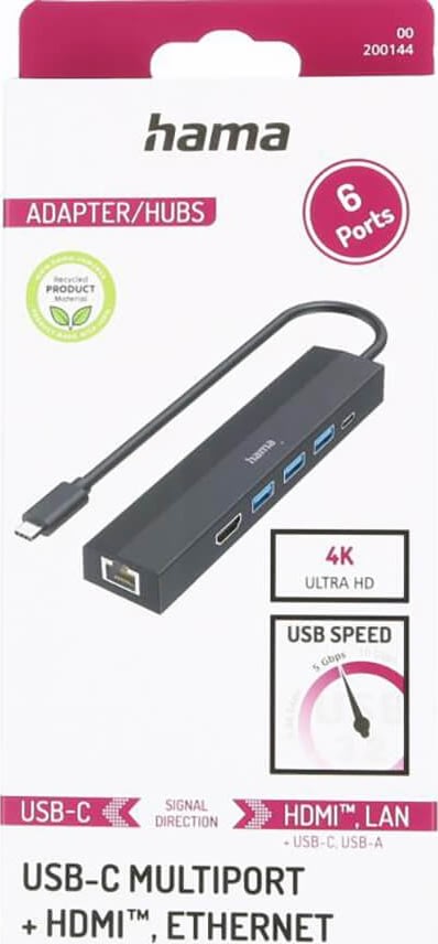 HAMA USB-C Hub Multiport 6x Porte