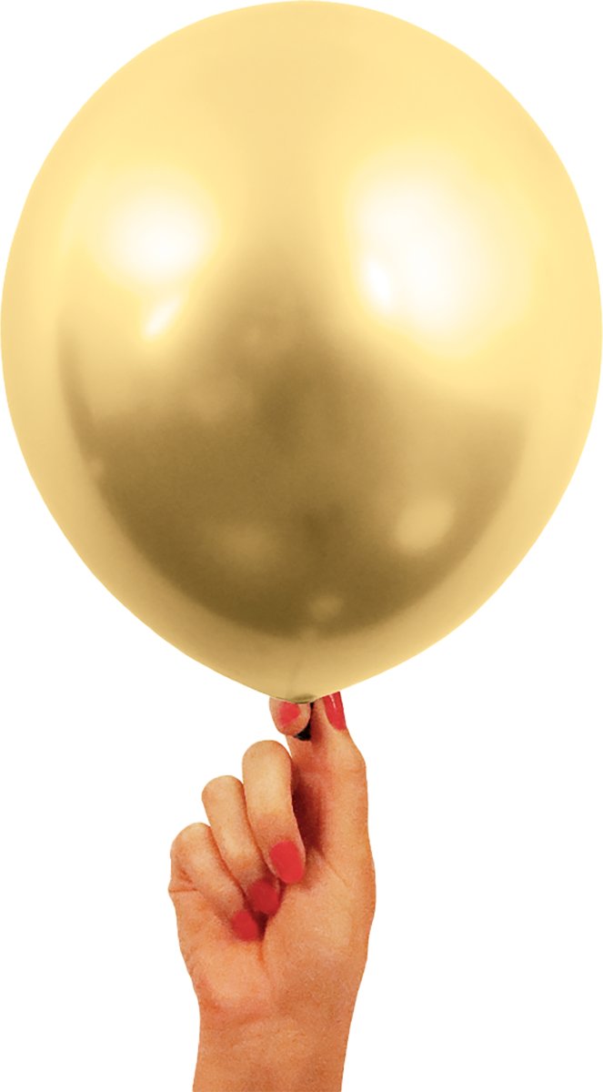 Ballon, krom, guld, 30 cm, 4 stk.
