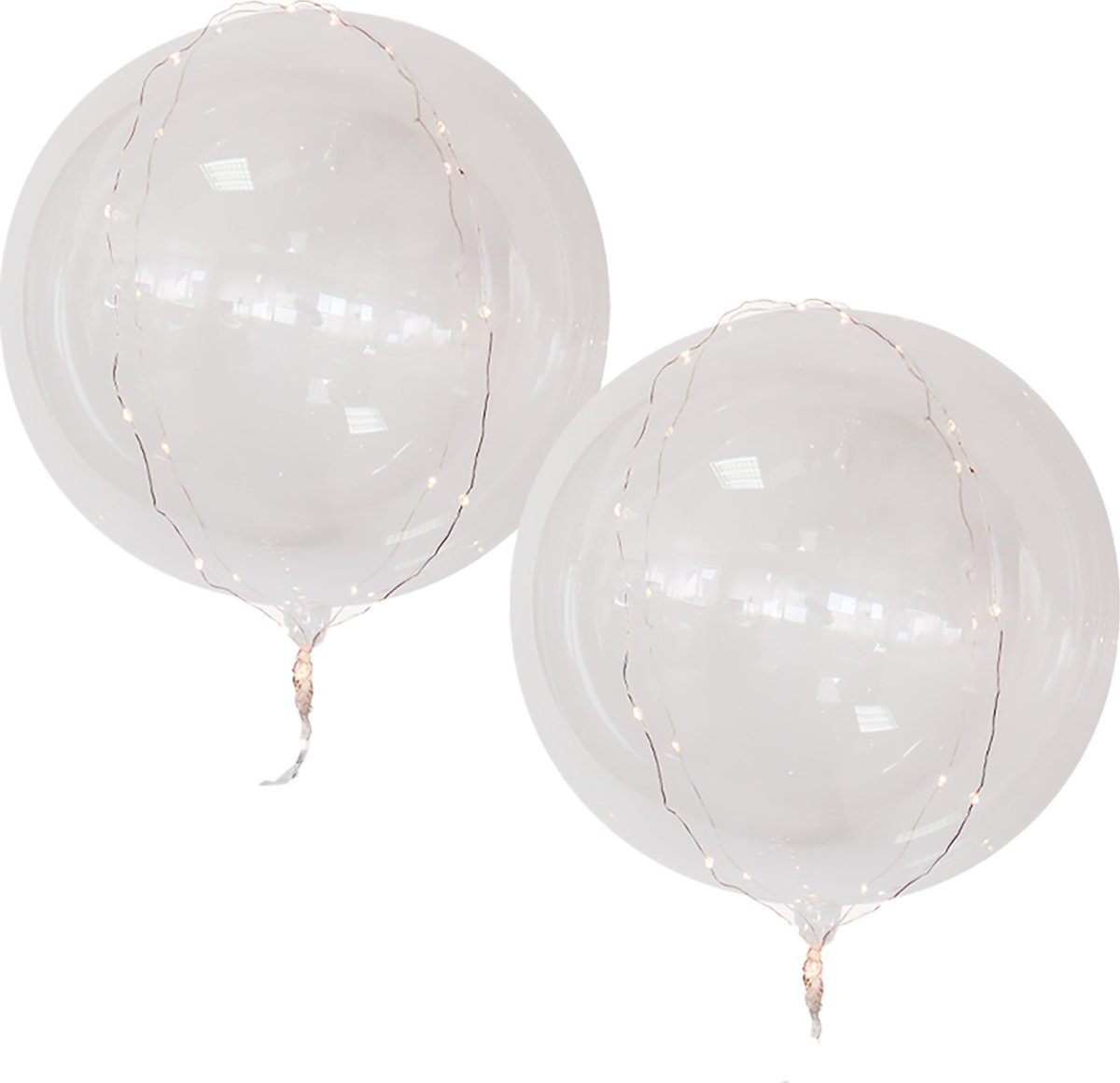 Ballon med LED, hvidt lys, 50 cm, 2 stk.