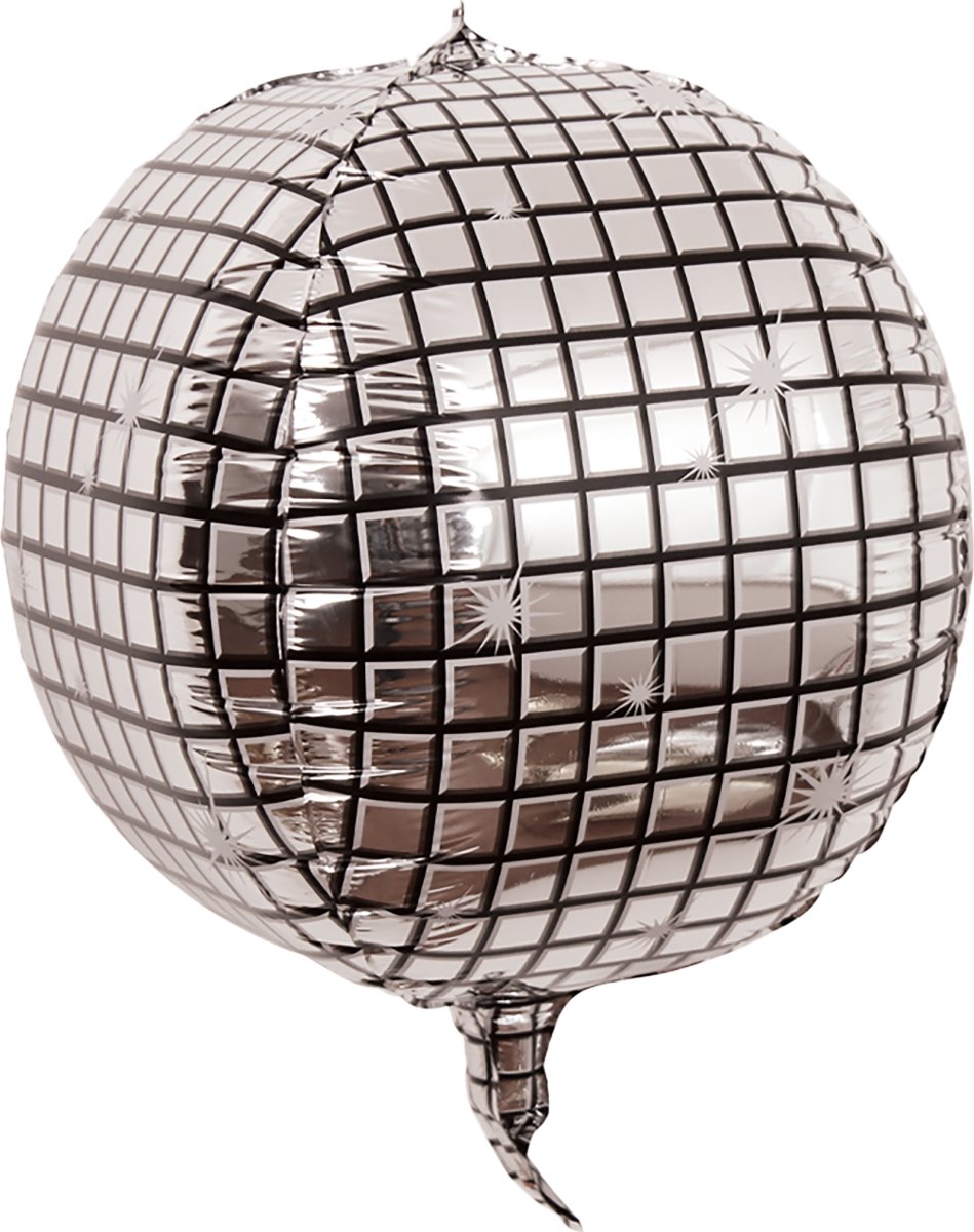 Ballon, folie, sølv discokugle, 35 cm, 1 stk.