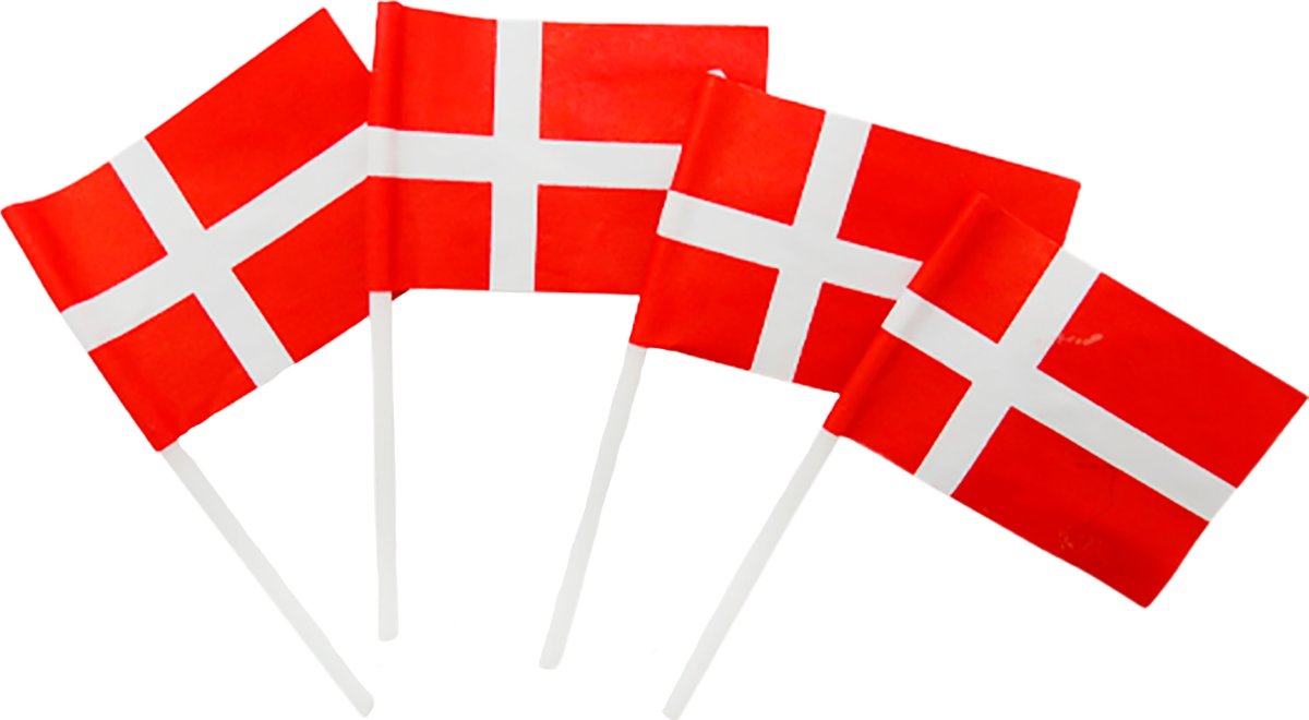 Kageflag på plastpind, Dannebrog, H7 cm, 50 stk.