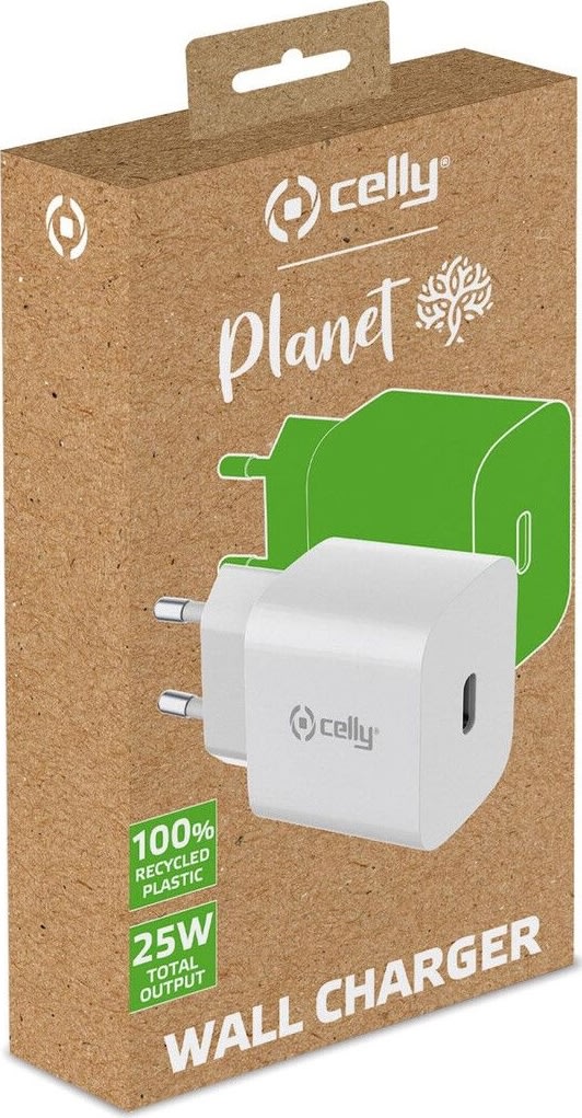 Celly Planet 25W USB-C Oplader, hvid