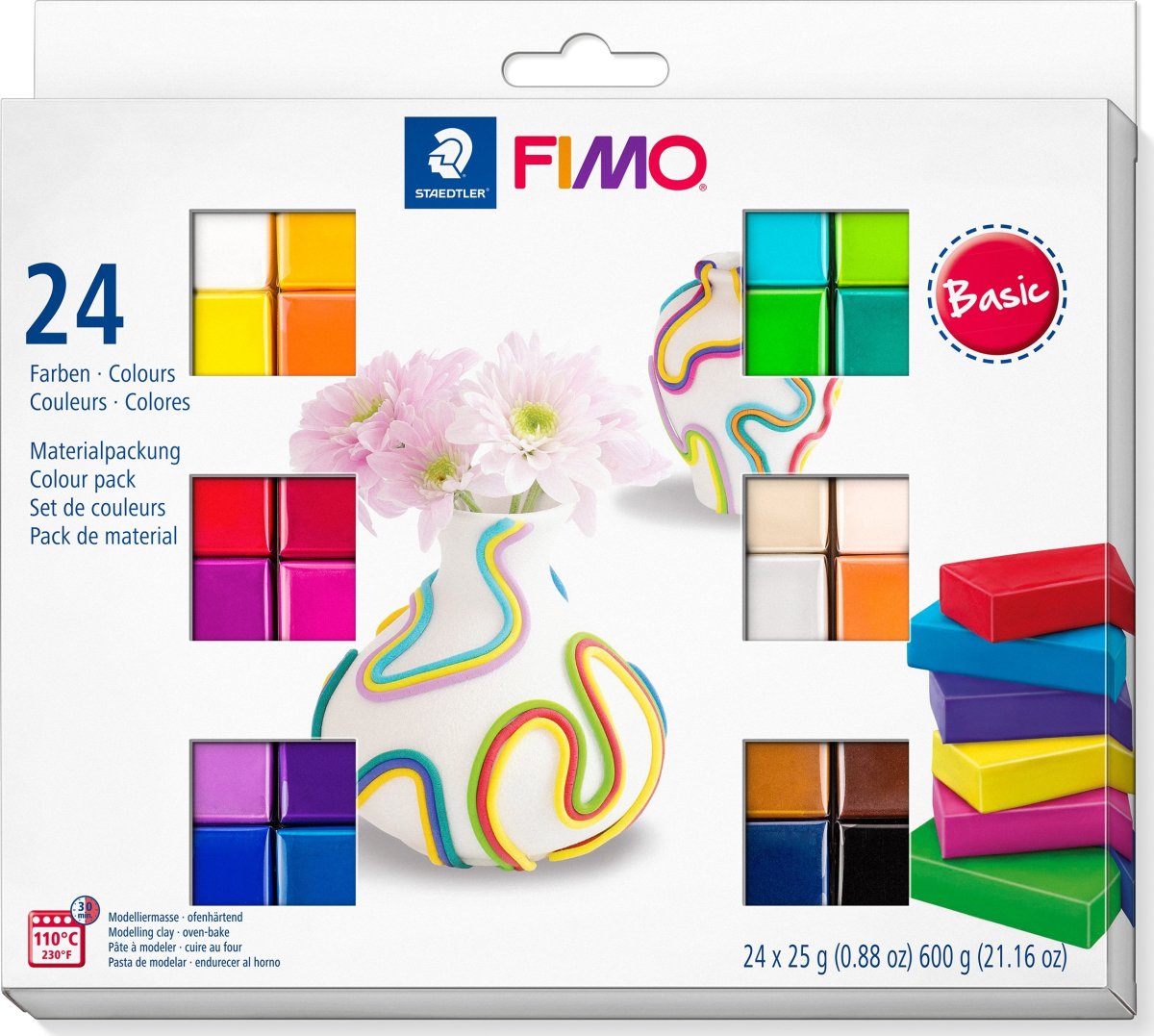 Fimo Soft Ler Colour pack, 24 x 25g, basic