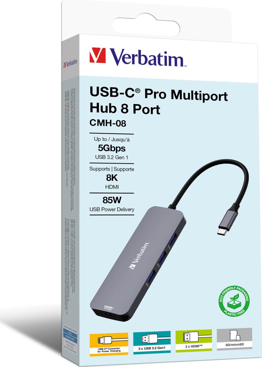 Verbatim CMH-08 Multiport Pro USB-C Hub, 8 porte