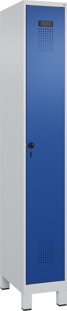 CP garderobeskab, 1x1 rum, Ben, Hængelås, Grå/Blå