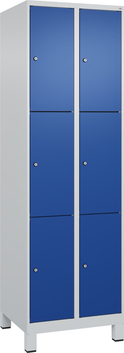 CP garderobeskab, 2x3 rum, Ben,Cylinderlås,Grå/Blå