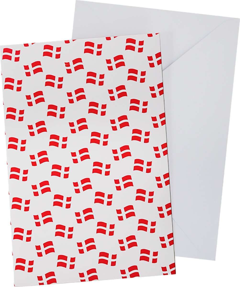Kort m. kuvert, Små Dannebrogsflag, 11x17 cm