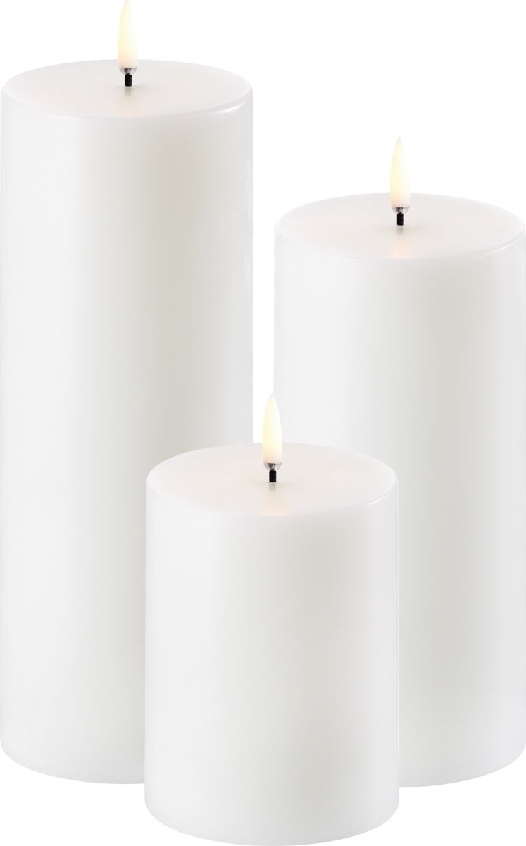 UYUNI Pillar LED Lys H10/15/20 cm, hvid, 3 stk