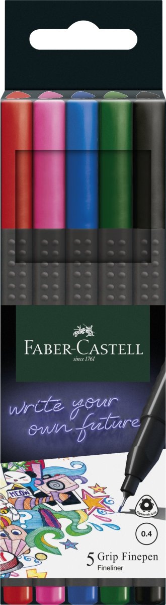 Faber-Castell Grip Fineliner | 5 farver