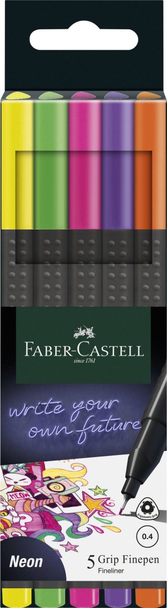Faber-Castell Grip Fineliner | 5 neonfarver