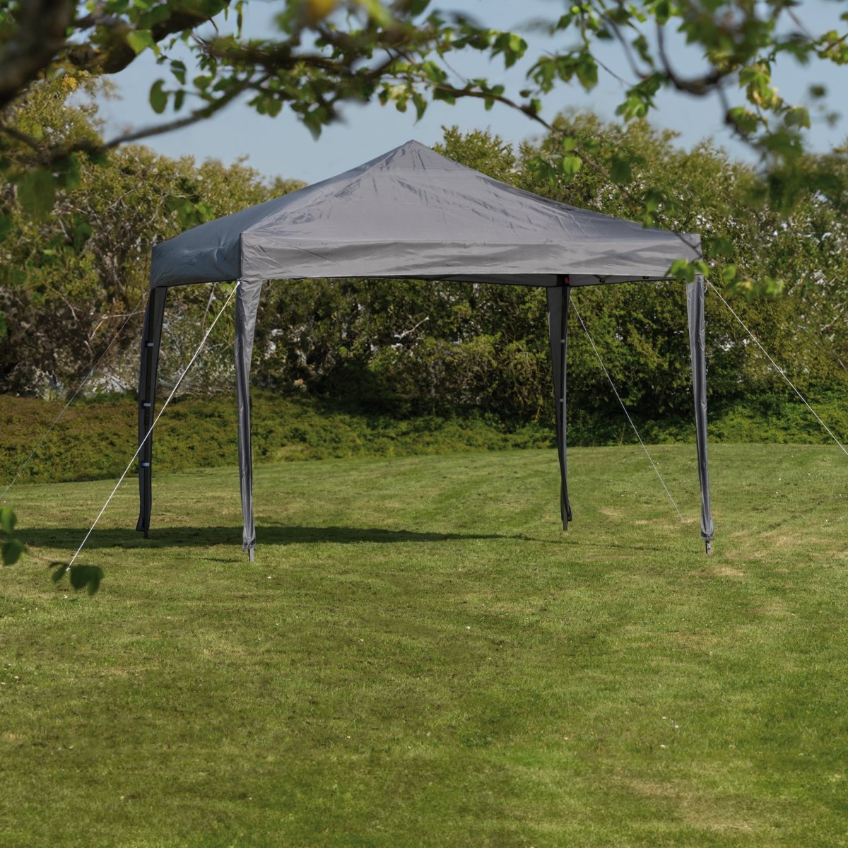 Easy Up Pavillon 3x3 m. med buretape, Grå