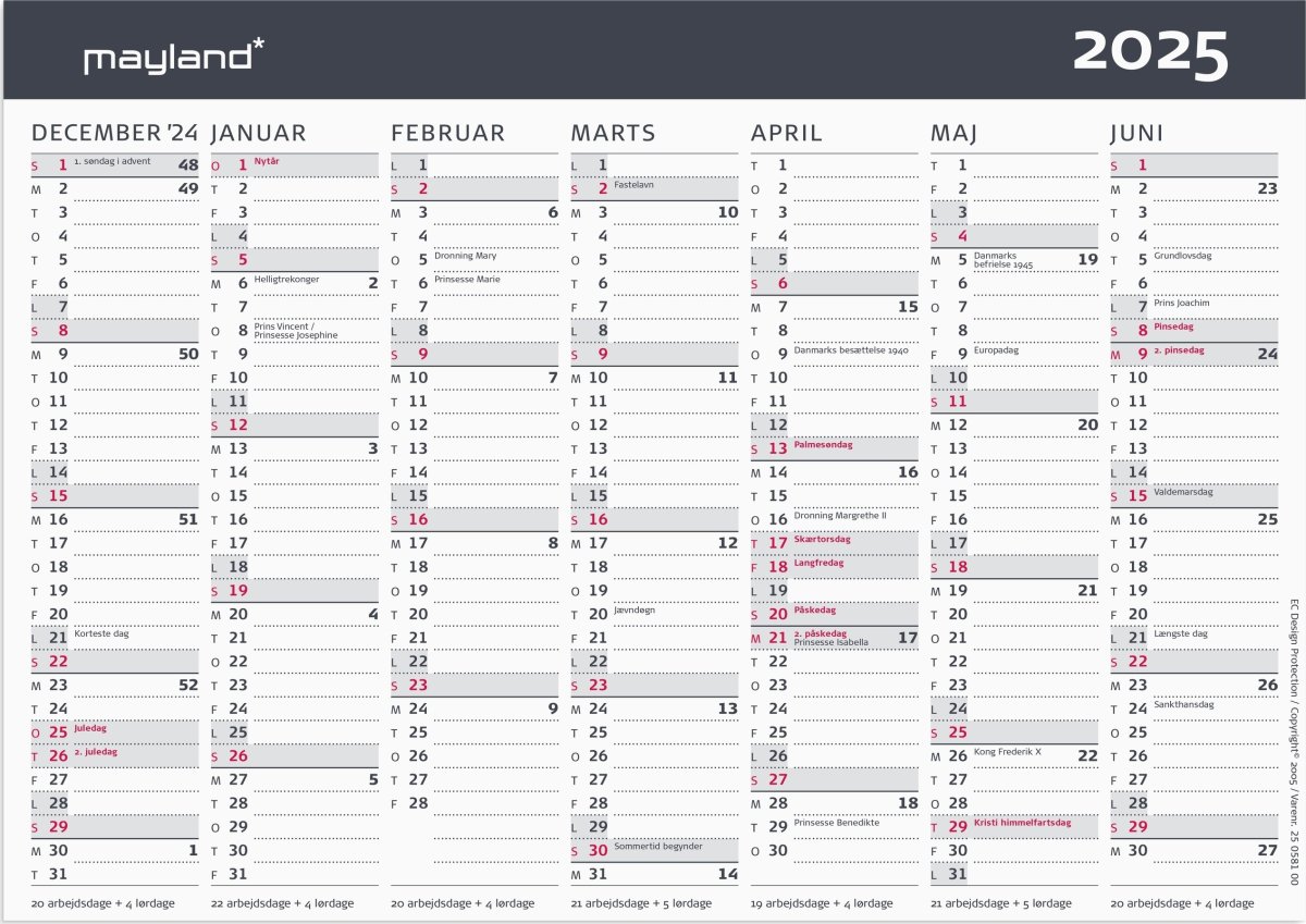 Mayland 2025 Kontor Bordkalender, A5