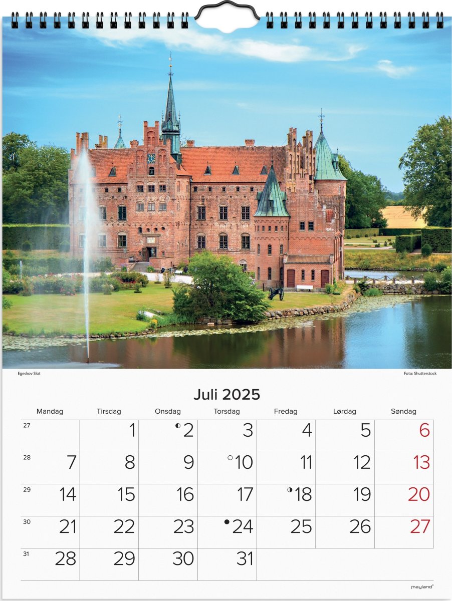 Mayland 2025 Vægkalender, danske slotte