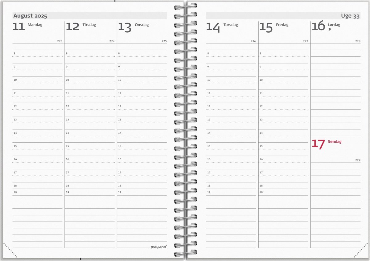 Mayland 2025 Weekly A6 Ugekalender, tekstil
