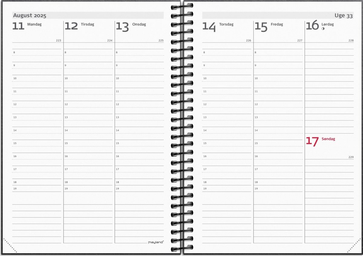 Mayland 2025 Weekly A6 Ugekalender, karton