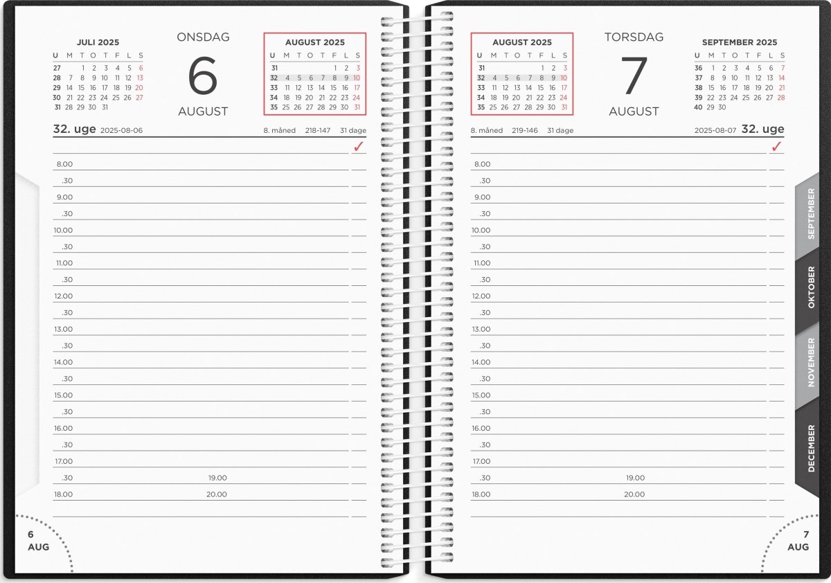 Mayland 2025 Spiralkalender, dag, sort