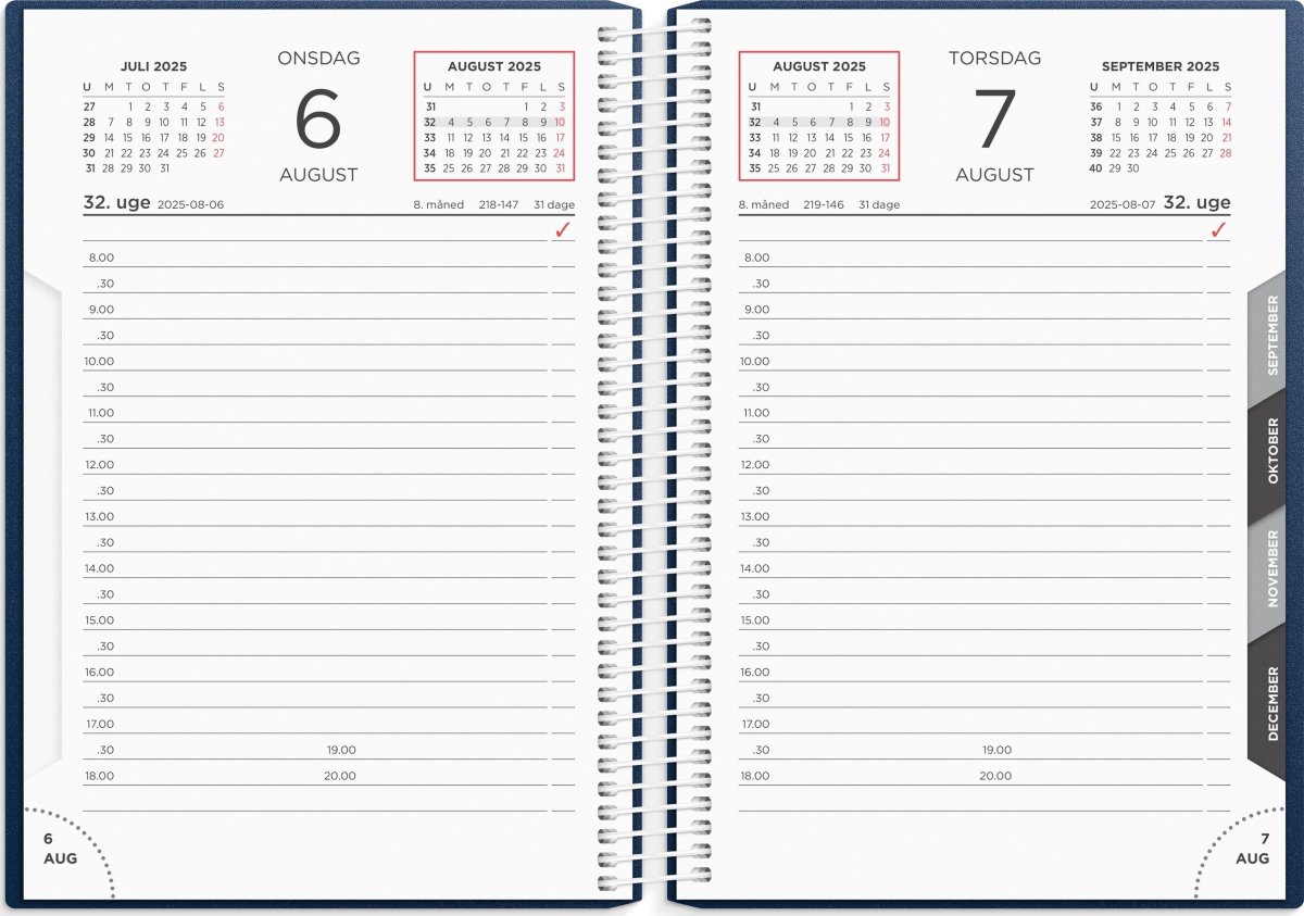 Mayland 2025 Spiralkalender, dag, blå