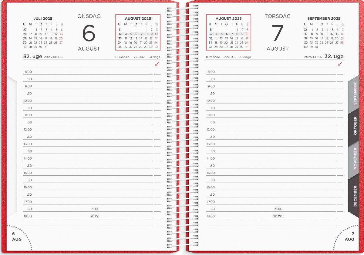 Mayland 2025 Spiralkalender, dag, rød
