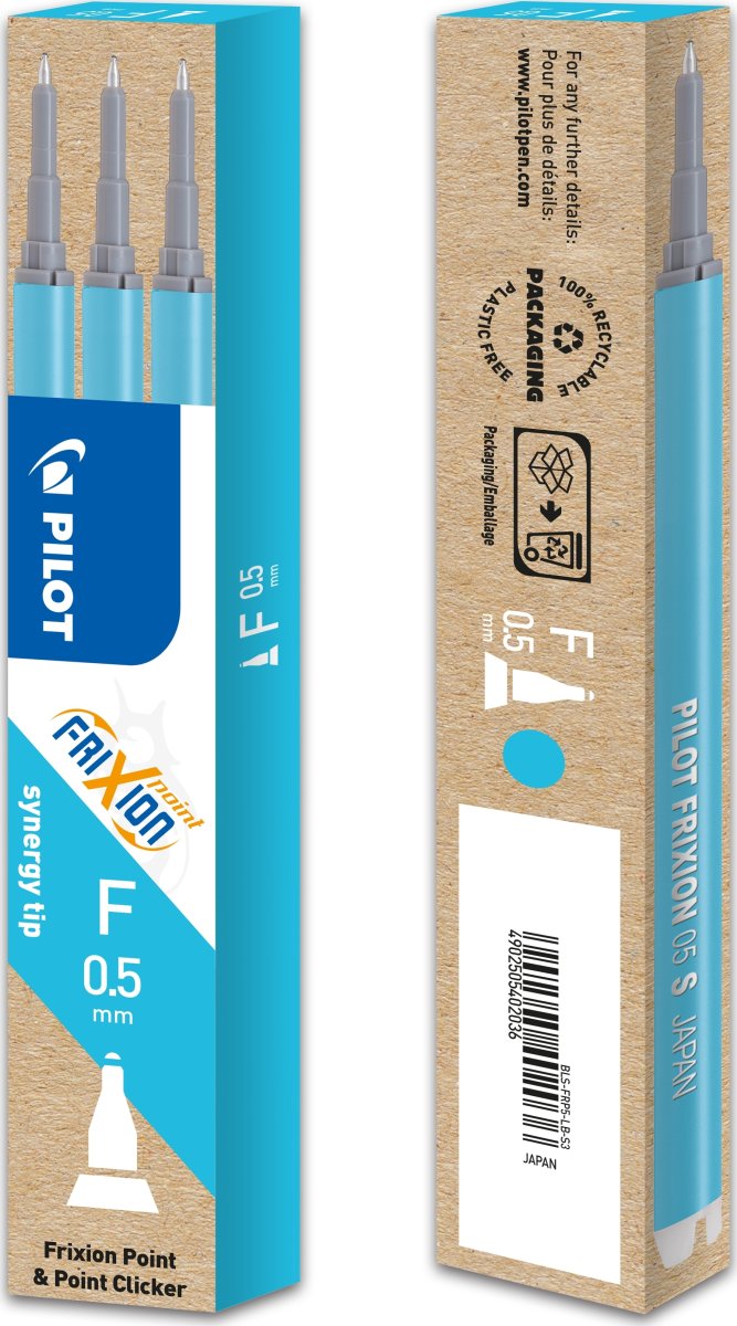 Pilot FriXion Point Refill | F | Lyseblå | 3 stk.