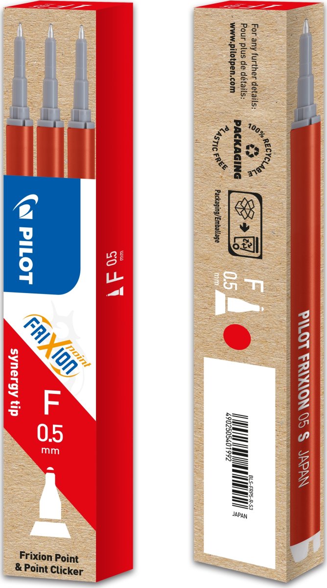 Pilot FriXion Point Refill | F | Rød | 3 stk.