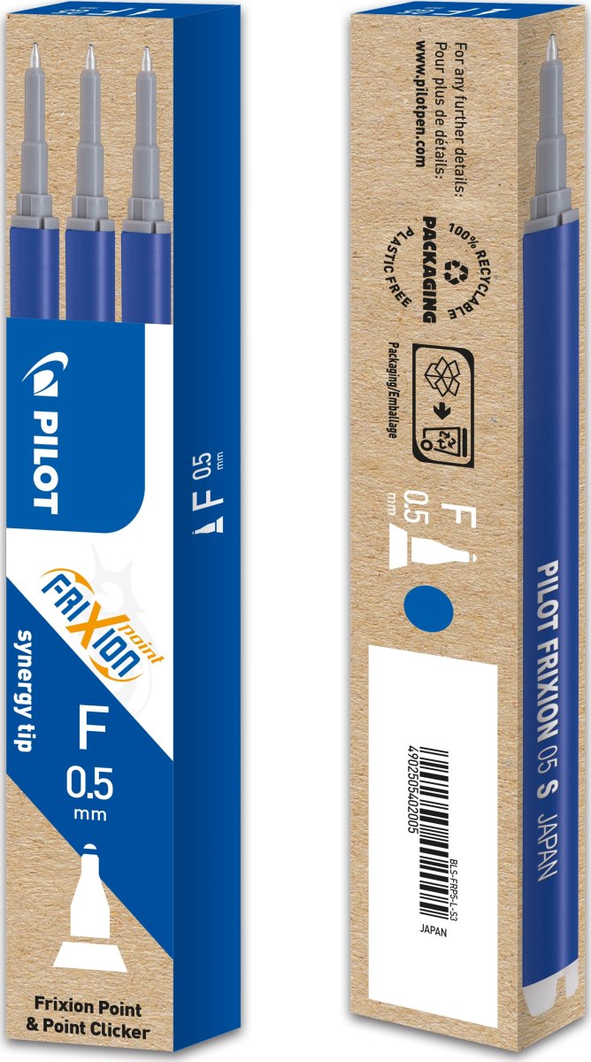 Pilot FriXion Point Refill | F | Blå | 3 stk.