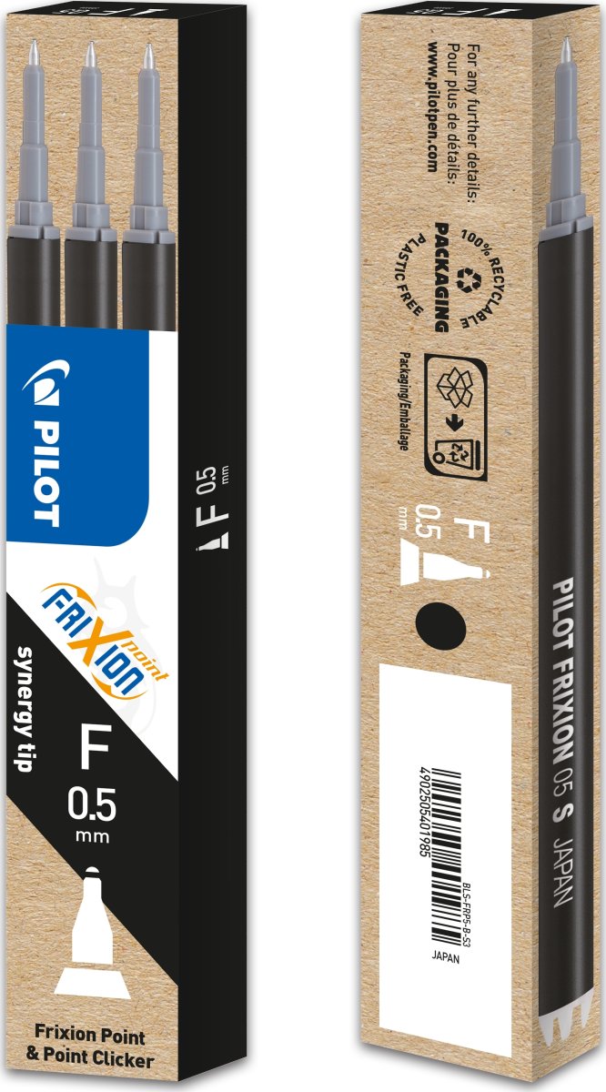 Pilot FriXion Point Refill | F | Sort | 3 stk.