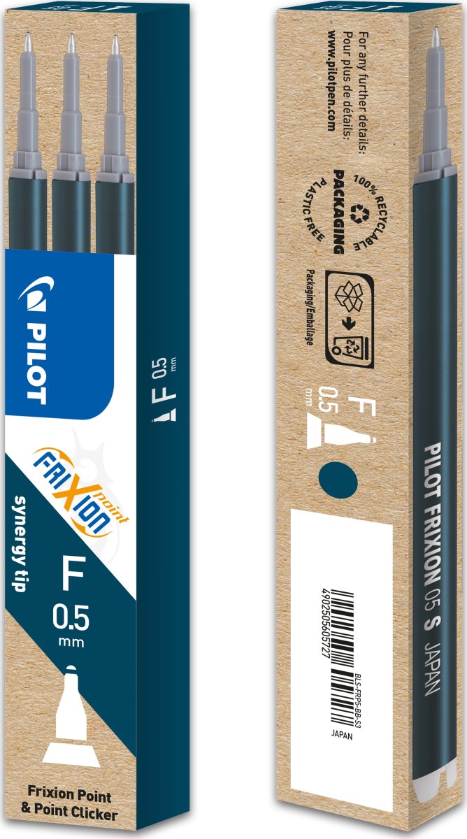 Pilot FriXion Point Refill | F | Blåsort | 3 stk.