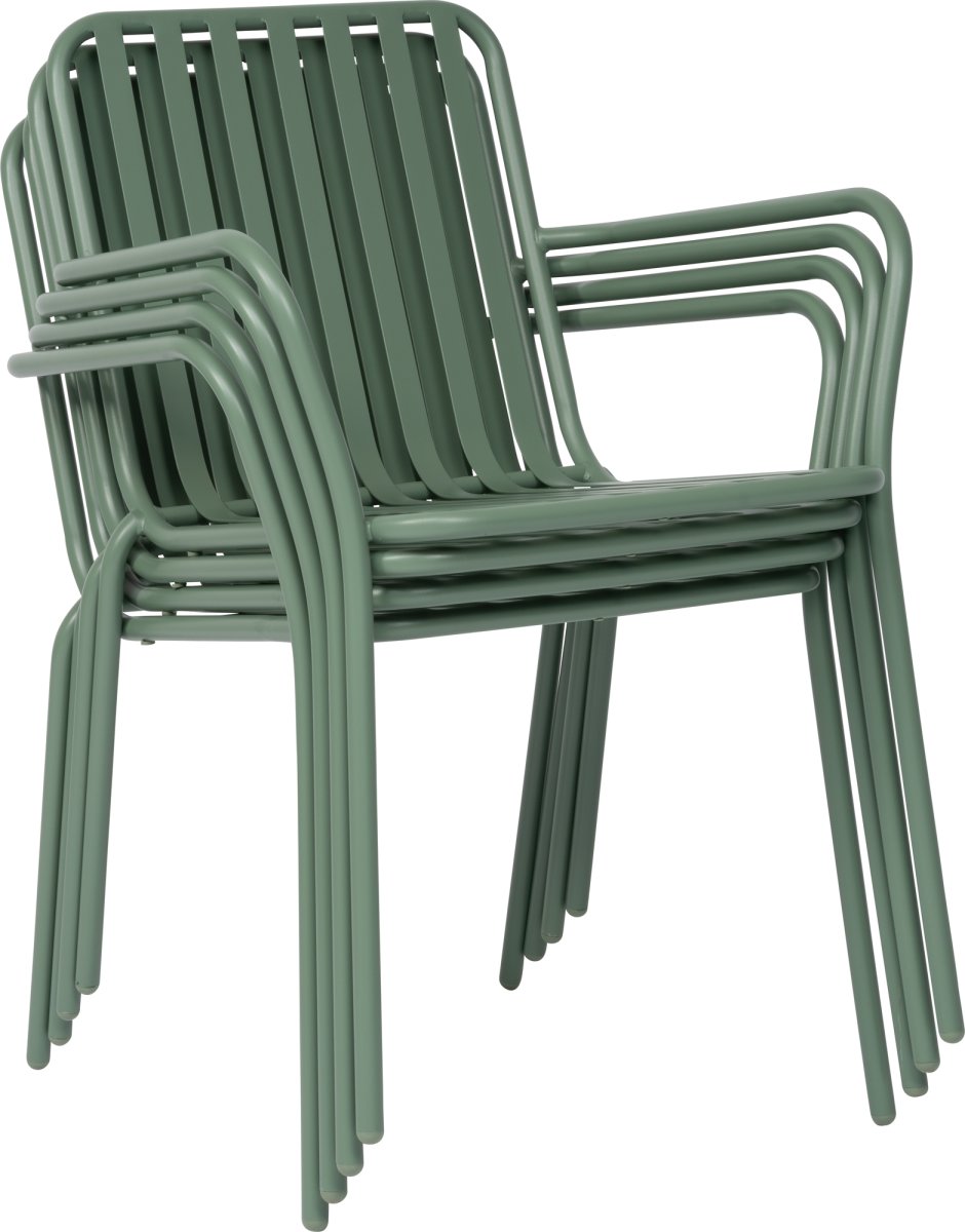 OUTDOOR Havemøbelsæt, bord m/4 stole+hynder, Grøn