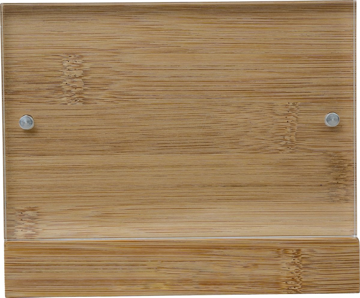 Akryl/Bambus Bordskilt, magnet lukning, 10x15 cm