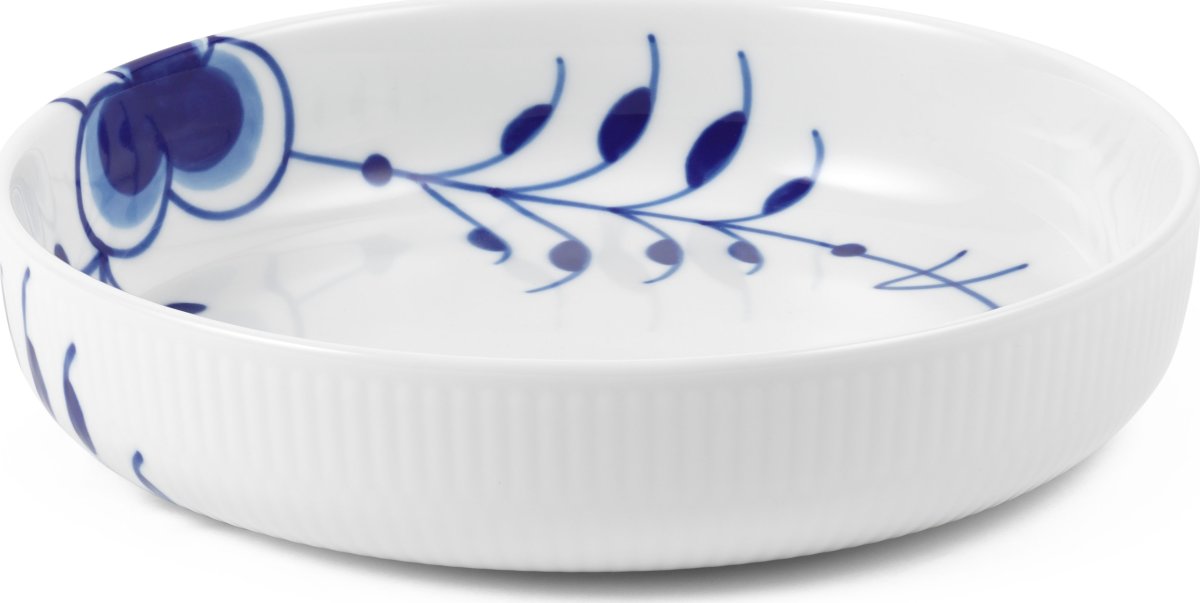 Royal Copenhagen Hvid & Blå Mega Riflet Fade, 2stk
