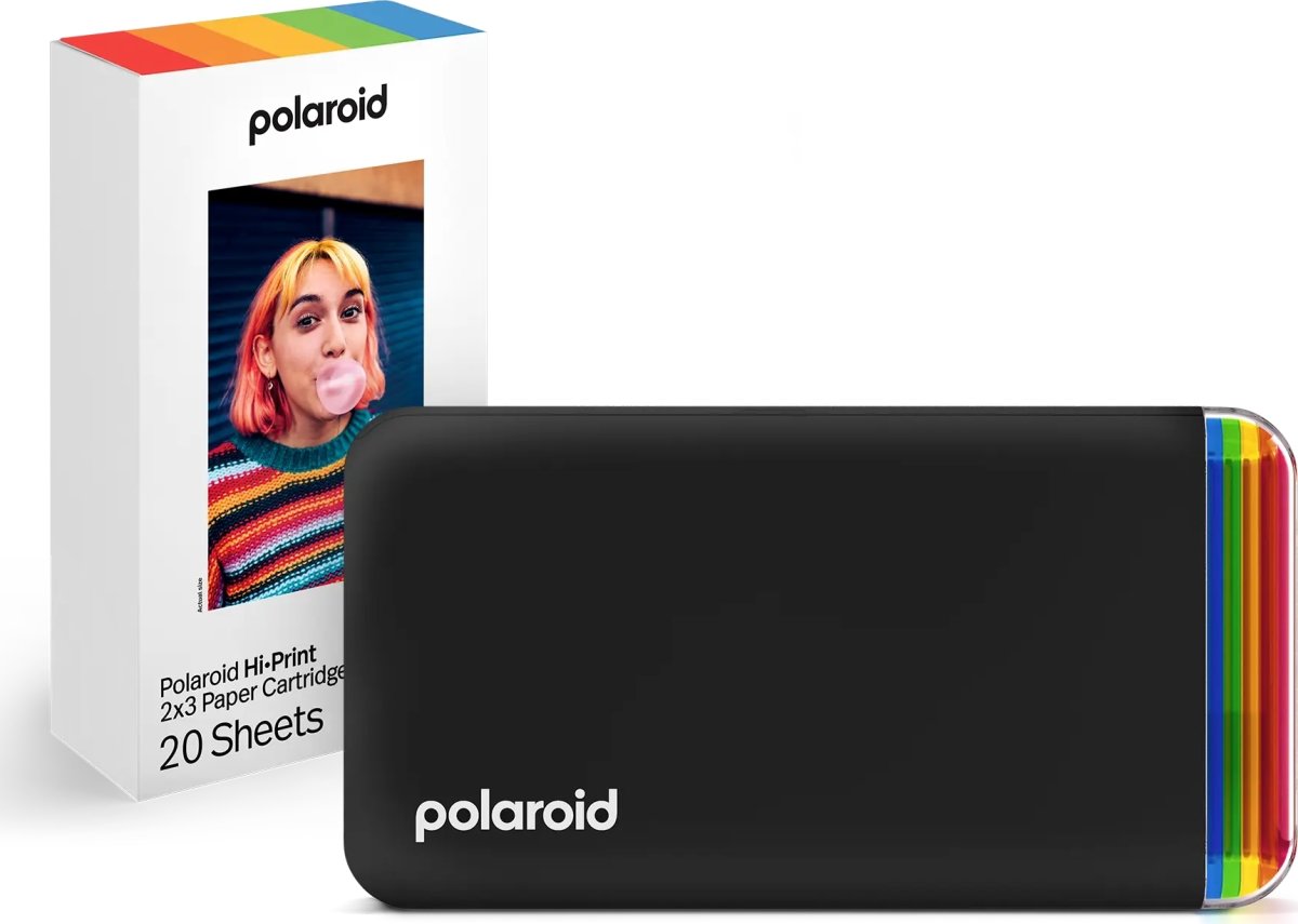 Polaroid Hi-Print 2x3 Fotoprinter med papir, sort