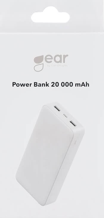 GEAR ultrakompakt powerbank, 20.000 mAh, hvid
