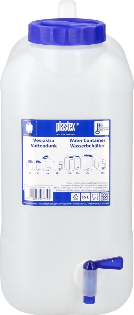 Plastex Vanddunk 16 liter m/hane, Fødevaregodkendt