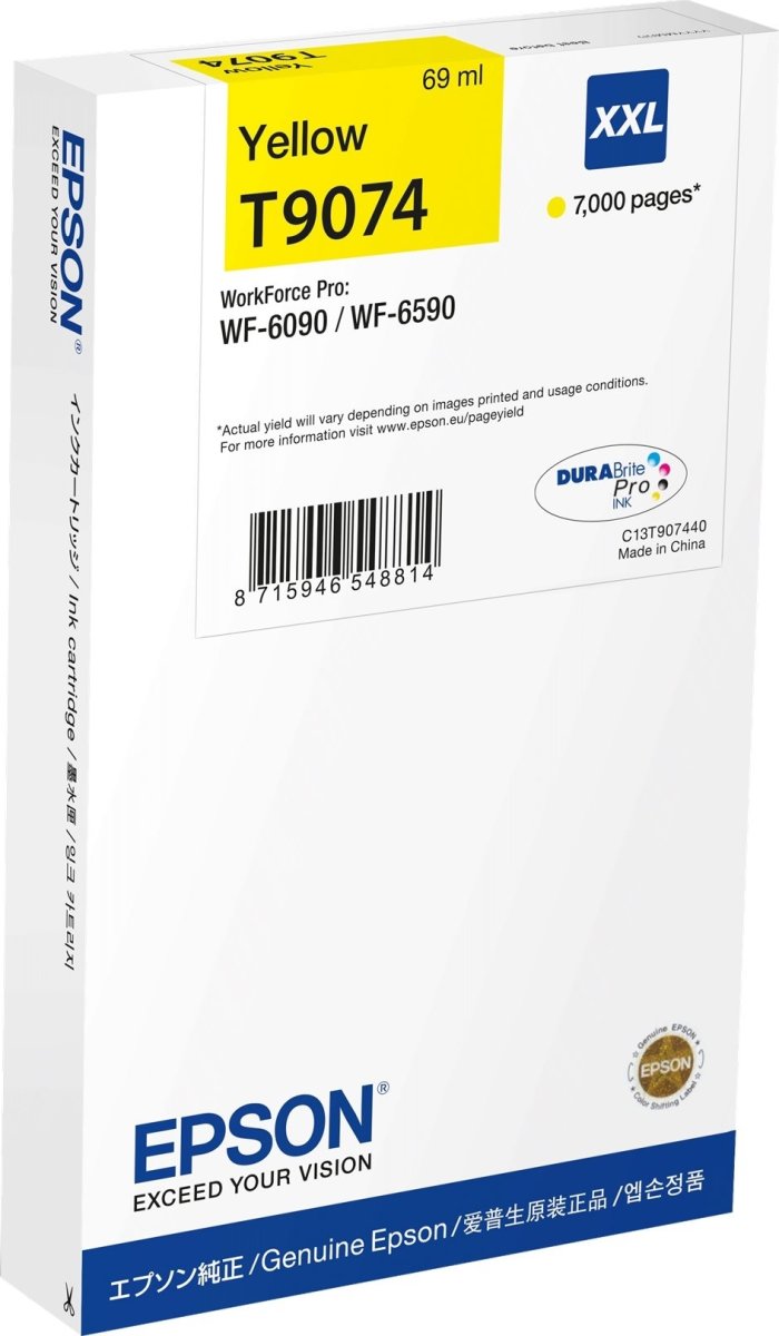 Epson T9074 XXL Blækpatron, gul, 7000 sider