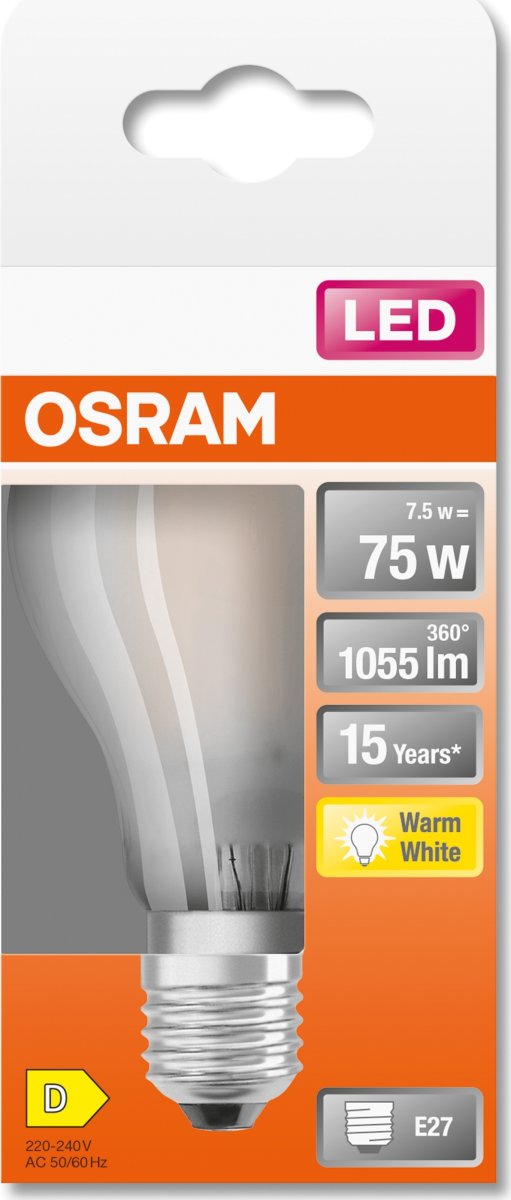 Osram Retro LED Standardpære mat E27, 7,5W=75W