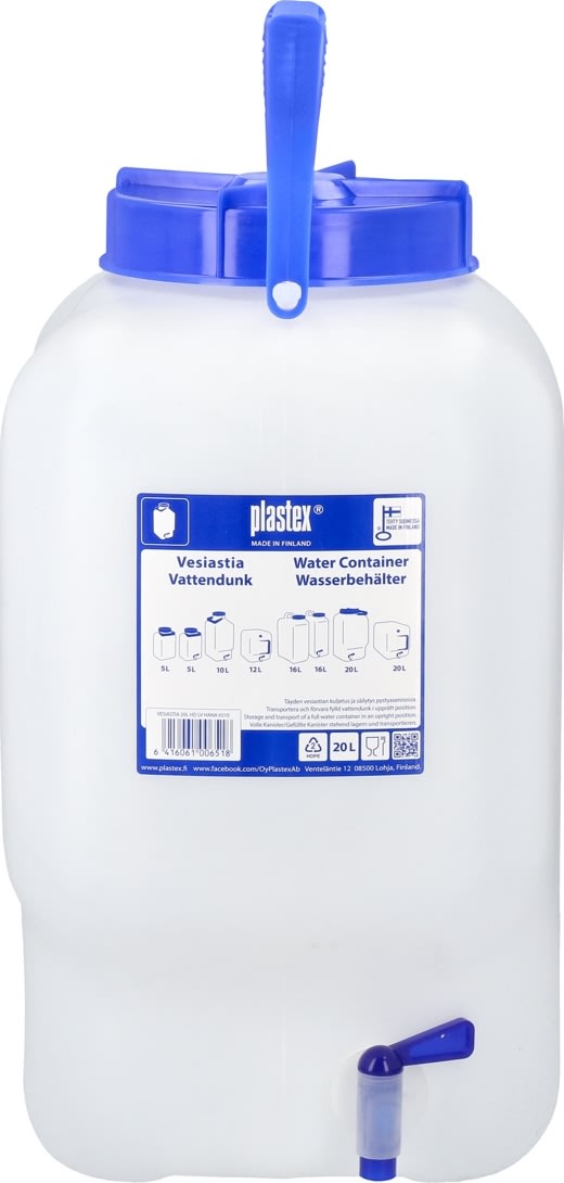 Plastex Vanddunk 20 liter m/hane, Fødevaregodkendt