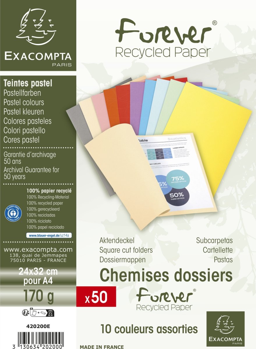 Exacompta Forever Omslag, 170g, 50 stk., ass.