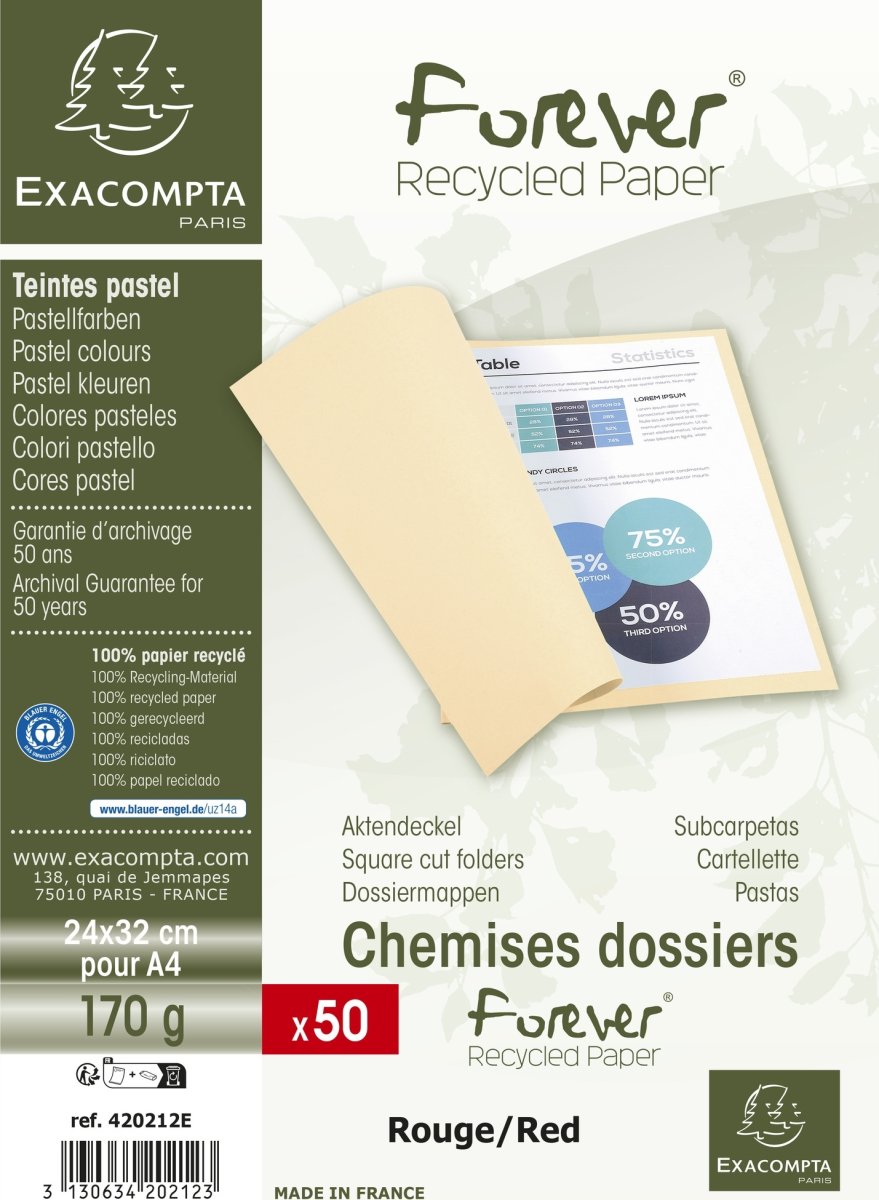 Exacompta Forever Omslag, 170g, 50 stk., rød
