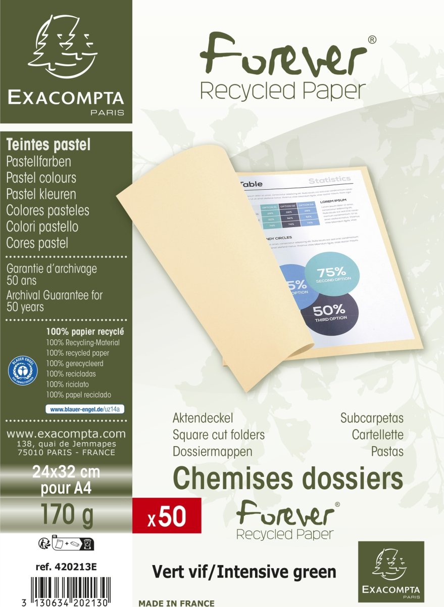 Exacompta Forever Omslag, 170g, 50 stk., grøn