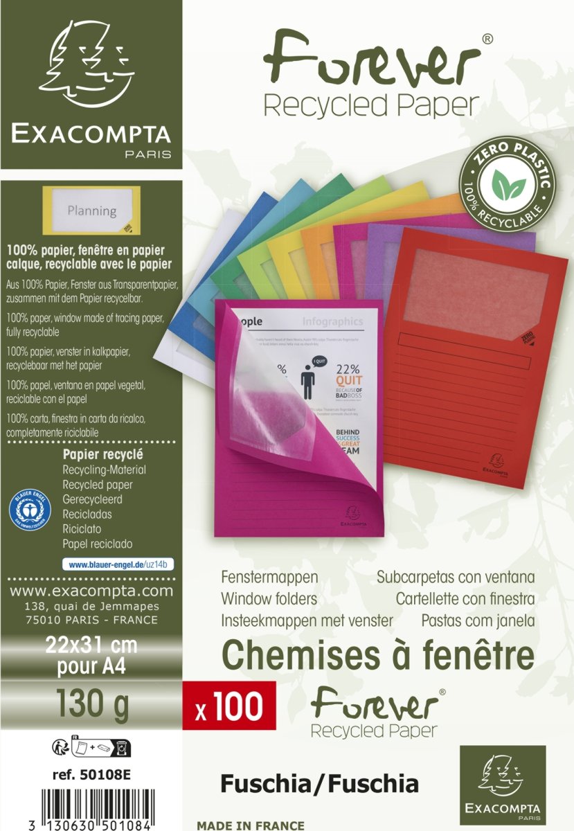 Exacompta Forever Vinduesomslag, 100 stk., fuchsia