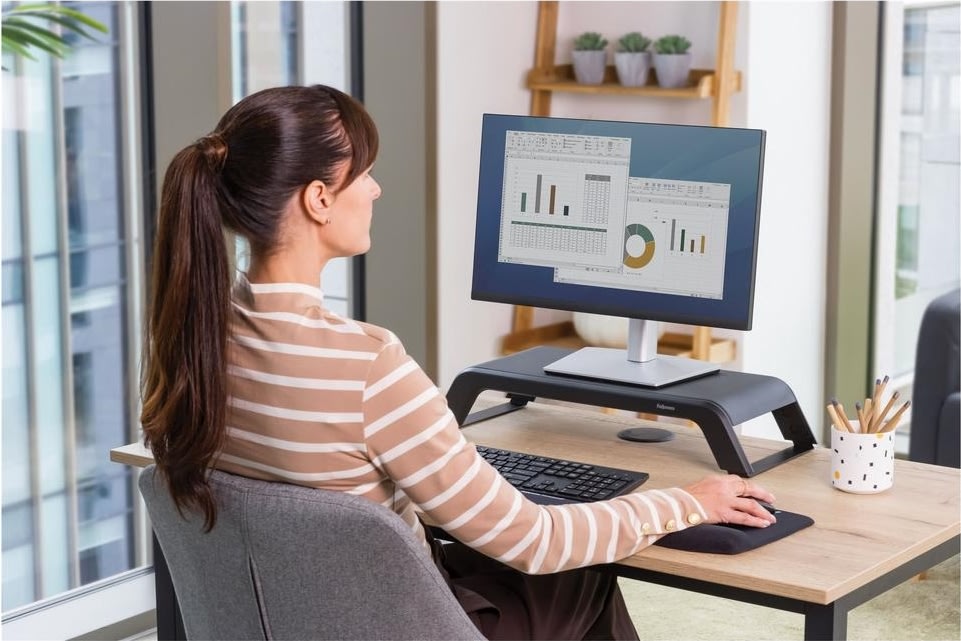 Fellowes Hana monitor stander m. USB-porte, sort