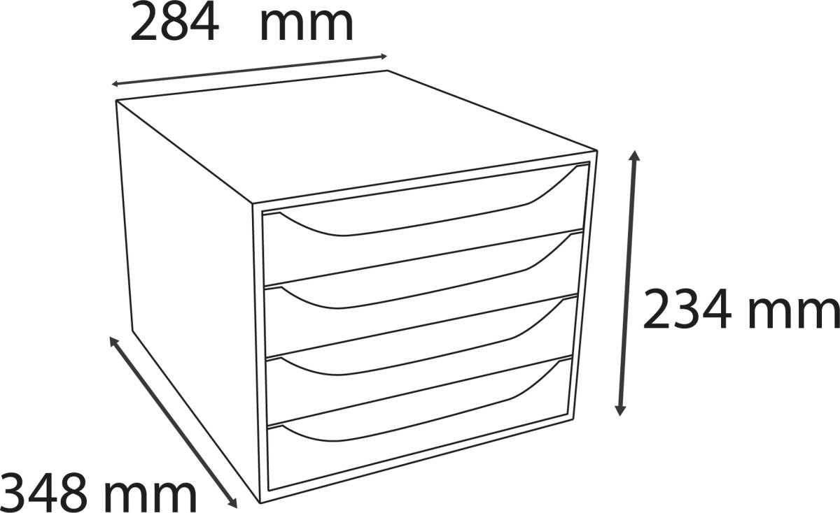 Exacompta Ecobox Skuffekabinet, 4, sort/sort